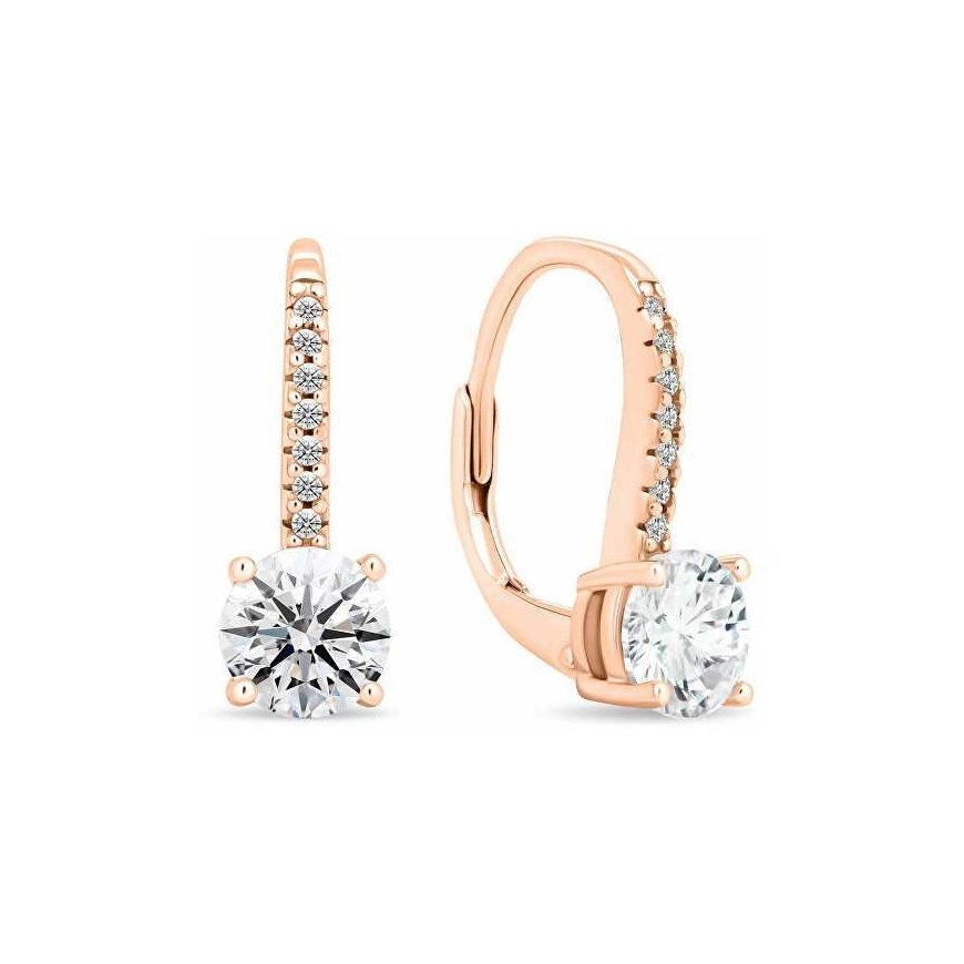 Brilio Silver Shiny gold-plated earrings with clear zircons EA415R