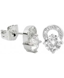 Troli Beautiful shiny earrings with clear crystals