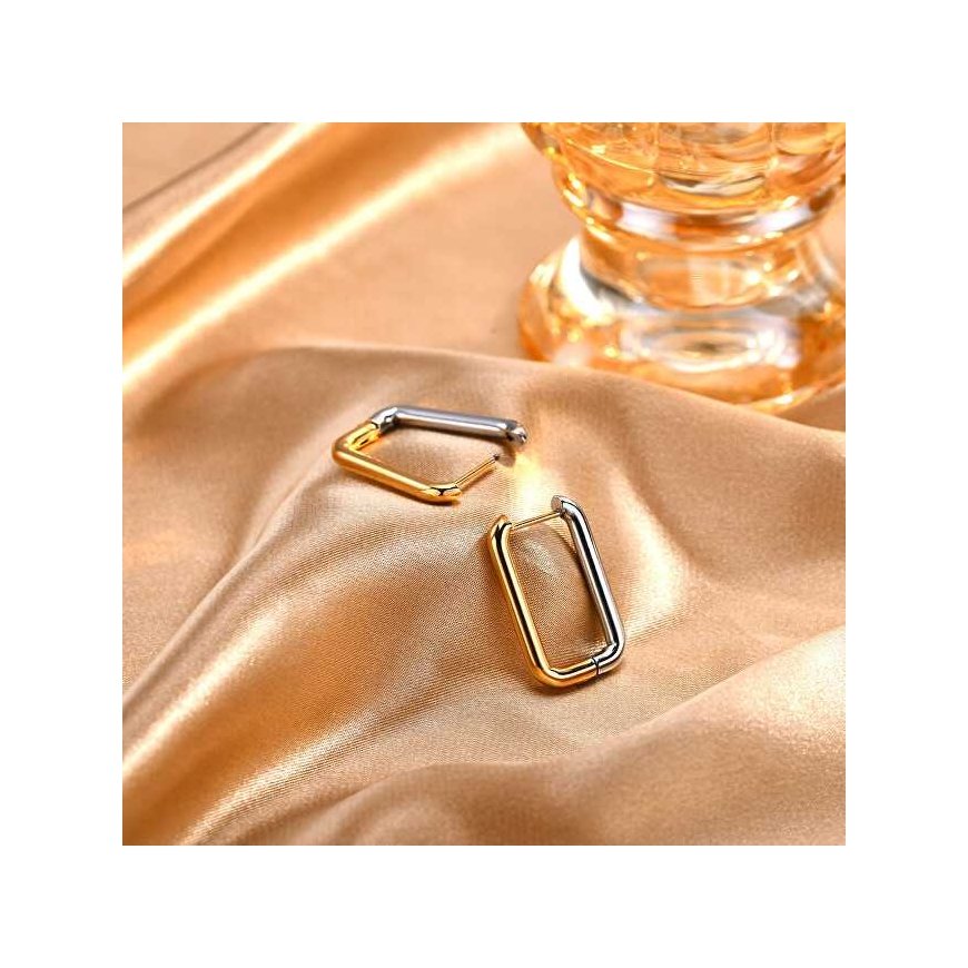 Troli Rectangular two-tone steel earrings – 3
