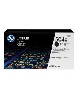 HP 504X, alkuperäinen riittoisa musta LaserJet-värikasetti, kaksoispakkaus