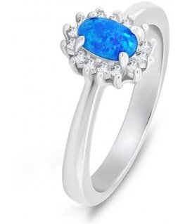 Brilio Silver Brilio Silver Elegant silver ring with opal and zircons RI106WB