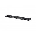 Helos patch panel Cat 6A 19" 0,5U 24 portti vaaleanharmaa Helos patch panel Cat 6A 19" 0,5U 24 portti vaaleanharmaa