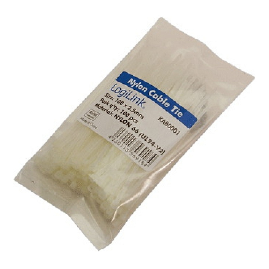 LogiLink KAB0001 kabeļu saite Neilons Balts