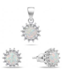 Brilio Silver Brilio Silver Kaunis korusetti opaaleilla SET247W (korvakorut, riipus)