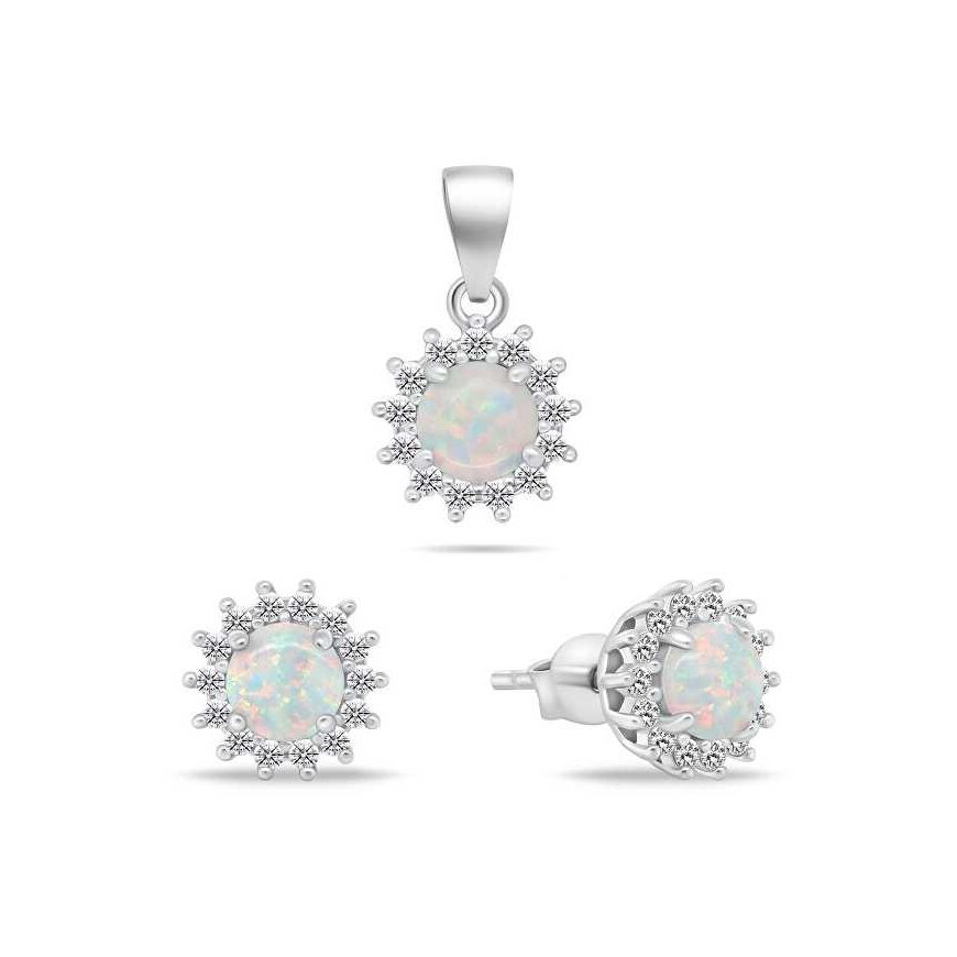 Brilio Silver Brilio Silver Beautiful jewelry set with opals SET247W (earrings, pendant)