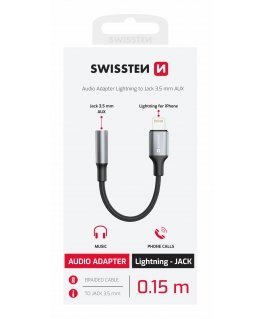 Adapteris Swissten Lightning Male - 3.5mm Female Black