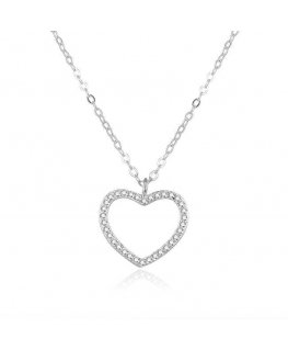 Beneto Beautiful silver necklace with heart AGS886 / 47