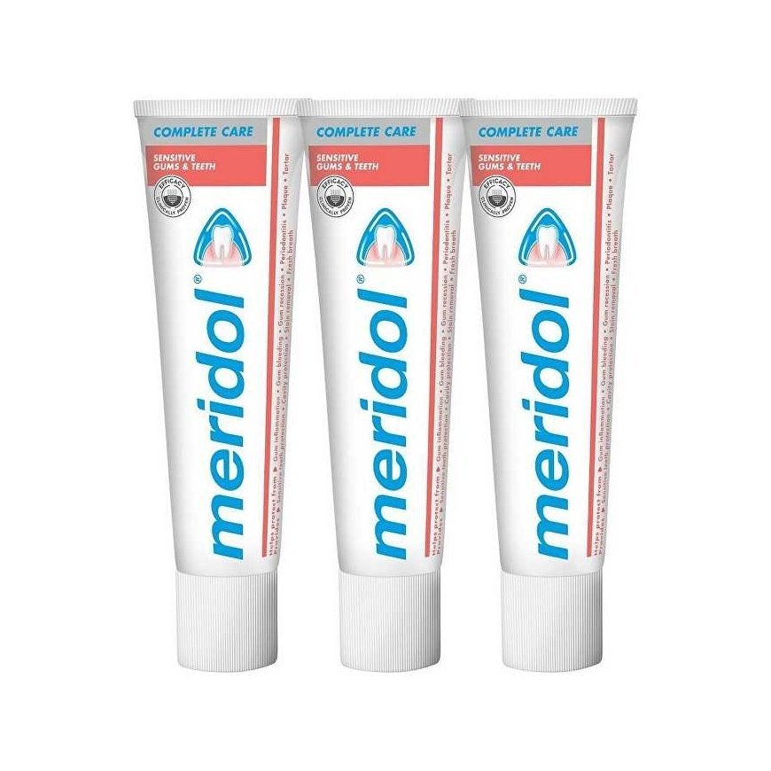 Meridol hammastahna herkille hampaille Complete Care Sensitiv e Gums - Hammastrippi 3 x 75 ml – 2