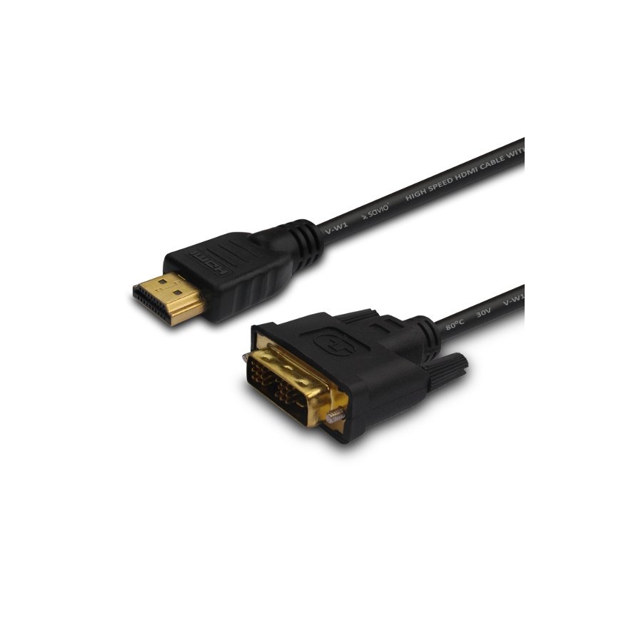 Savio CL-10 vaizdo kabelio adapteris 1,5 m DVI HDMI A tipo (standartinis) Juoda
