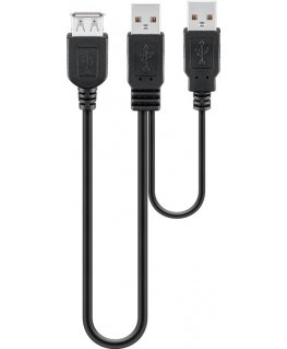 Deltaco USB 2.0 Hi-Speed Dual-Power Cable, black