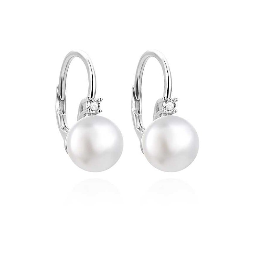 Agato Elegant silver earrings with pearls AGUC3514P-W