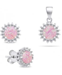 Brilio Silver Brilio Silver Beautiful opal jewelry set SET231WP (earrings, pendant)