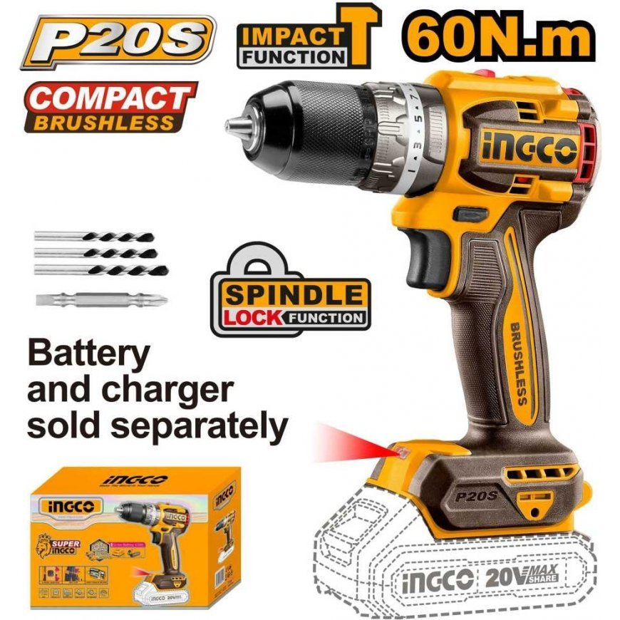 Ingco CIDLI206021 cordless impact drill without battery and charger – 2