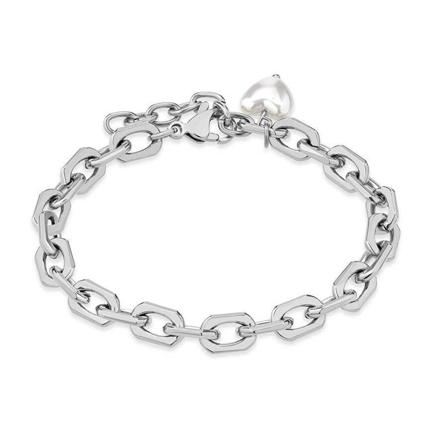Troli Tyylikäs teräsrannekoru helmillä
