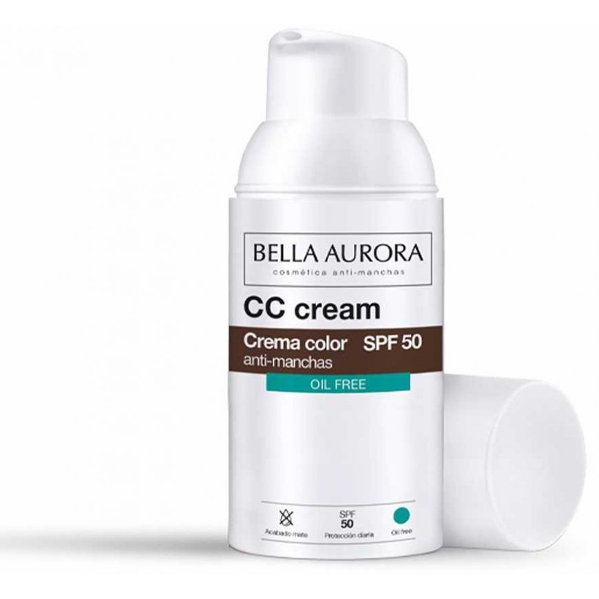 Bella Aurora CC Kreminis Anti-Blemish Oil Free Spf50 CC kremas saugantis nuo pigmentinių dėmių 30ml – 2