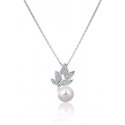 Jwl Luxury Pearls Beautiful silver necklace with real pearl and zircons JL0785 (chain, pendant) Jwl Luxury Pearls Beautiful silver necklace with real pearl and zircons JL0785 (chain, pendant)