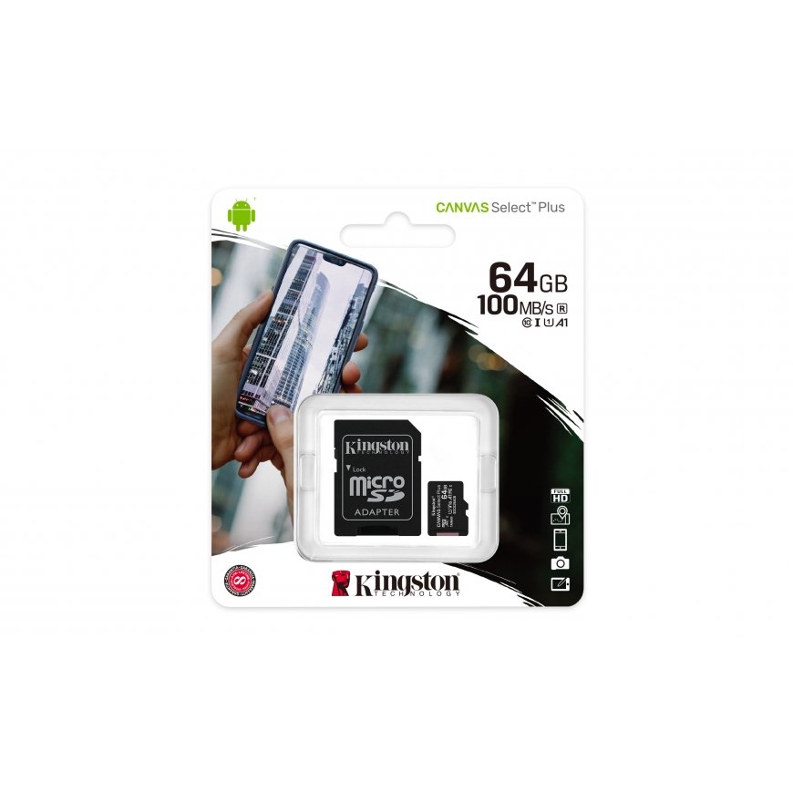 Kingston Technology Canvas Select Plus 64 GB MicroSDXC UHS-I Luokka 10 – 5