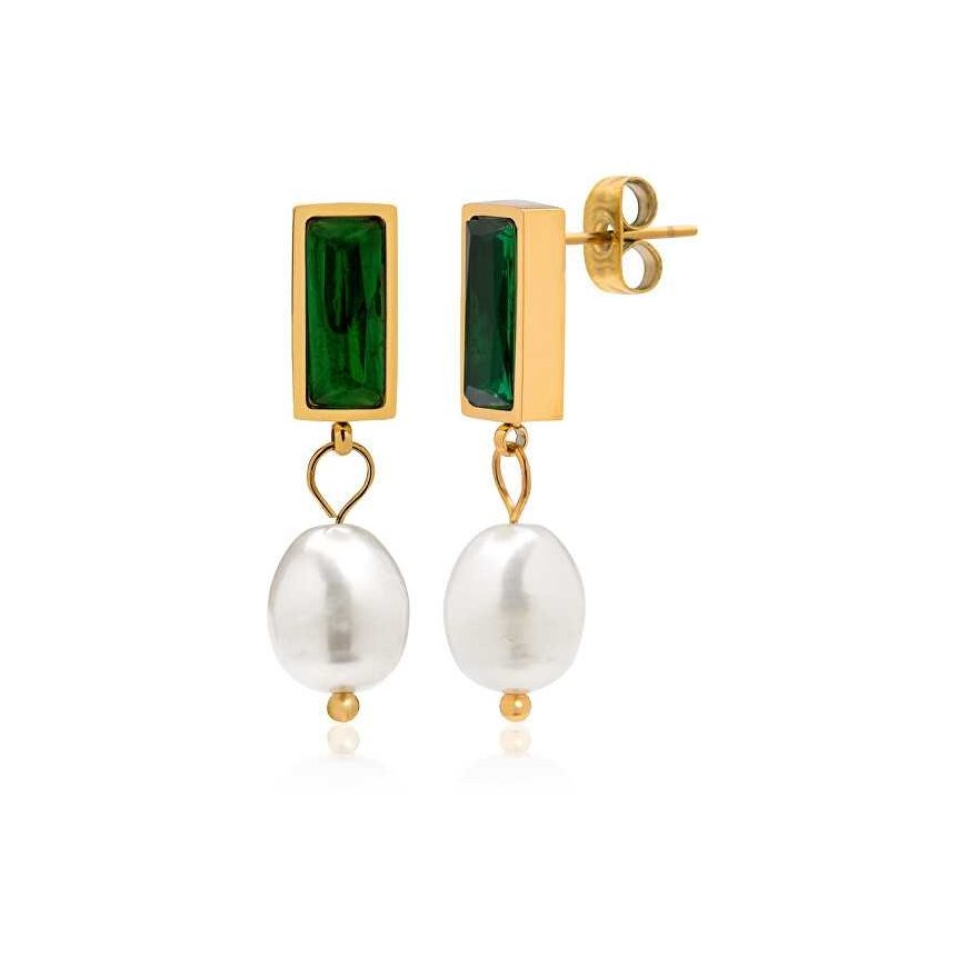 Troli Charming gold-plated earrings with baroque pearls VAAXF372G