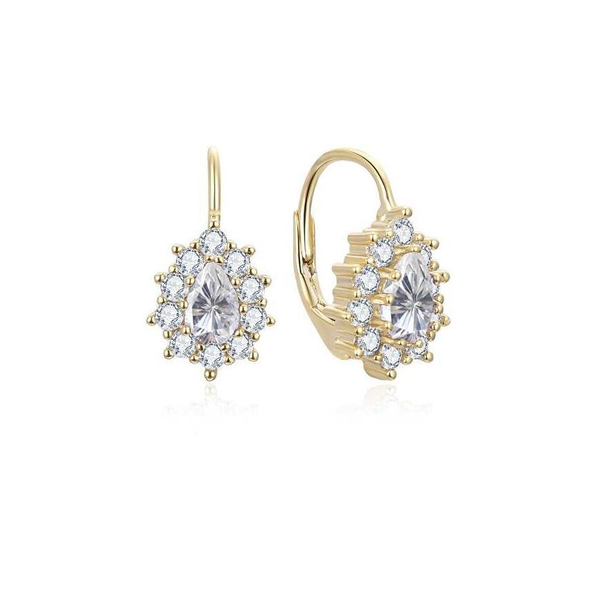 Beneto Gold-plated earrings with clear zircons AGUC3298W-GOLD