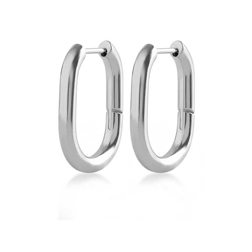Troli Minimalist oval steel earrings