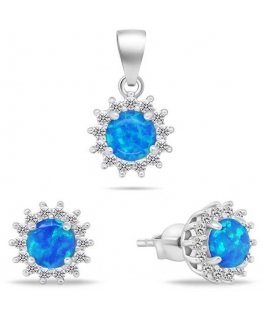 Brilio Silver Brilio Silver Beautiful opal jewelry set SET247WB (earrings, pendant)