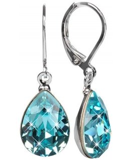 Levien Elegant korvakorut Pear Light Turquoise kristalleilla