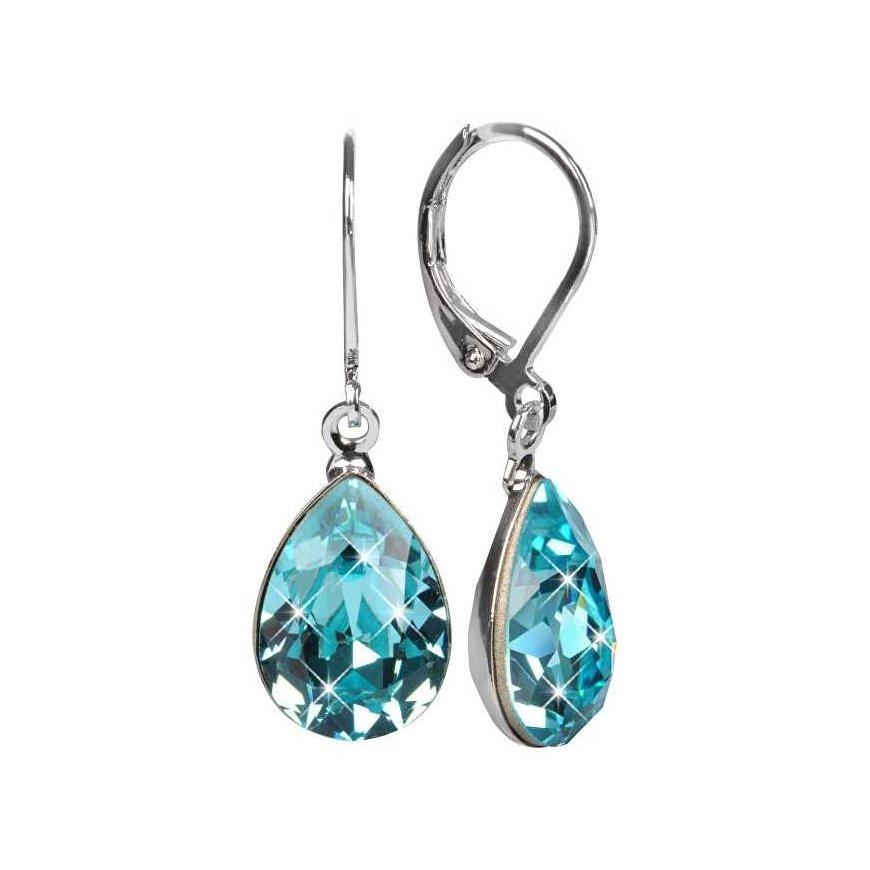 Levien Elegant earrings with Pear Light Turquoise crystals