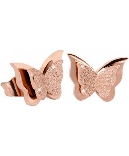 Troli Small Butterfly Earrings Metal Butterflies KES-048-ROSEGOLD