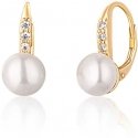 Jwl Luxury Pearls Yellow gold plated earrings with pearls and zircons JL0769 Jwl Luxury Pearls Yellow gold plated earrings with pearls and zircons JL0769
