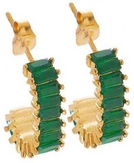 Troli Decent gold-plated earrings with green zircons