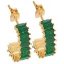 Troli Decent gold-plated earrings with green zircons