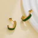 Troli Decent gold-plated earrings with green zircons