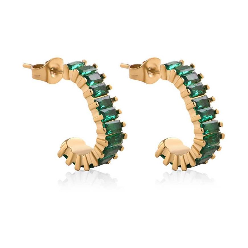 Troli Decent gold-plated earrings with green zircons – 3