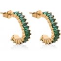Troli Decent gold-plated earrings with green zircons