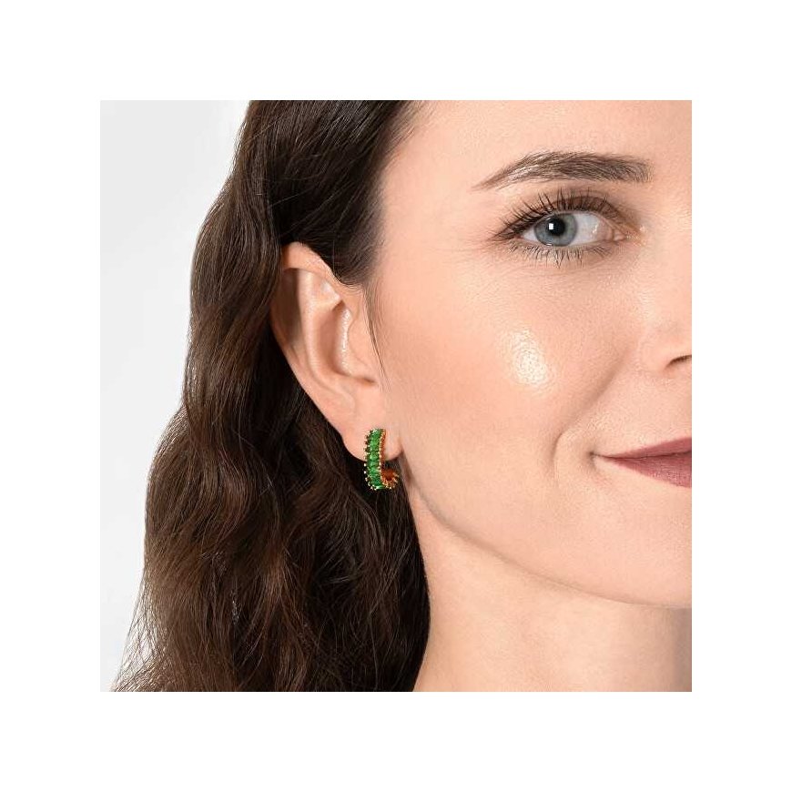 Troli Decent gold-plated earrings with green zircons – 4