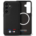 Dėklas BMW Leather Tricolor Stripe MagSafe Samsung Galaxy S25 juodos spalvos Dėklas BMW Leather Tricolor Stripe MagSafe Samsung Galaxy S25 juodos spalvos