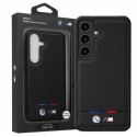 Case BMW Leather Tricolor Stripe MagSafe Samsung Galaxy S25 black Case BMW Leather Tricolor Stripe MagSafe Samsung Galaxy S25 black
