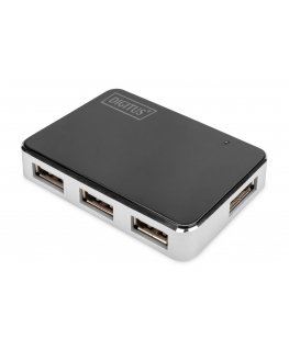 Digitus DA-70220 хаб-разветвитель USB 2.0 Mini-B 480 Мбит/с Черный, Серебристый