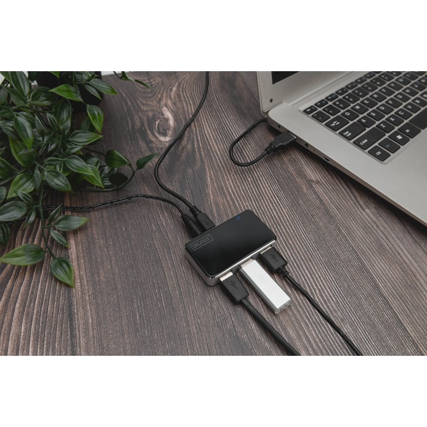 Digitus DA-70220 хаб-разветвитель USB 2.0 Mini-B 480 Мбит/с Черный, Серебристый – 2