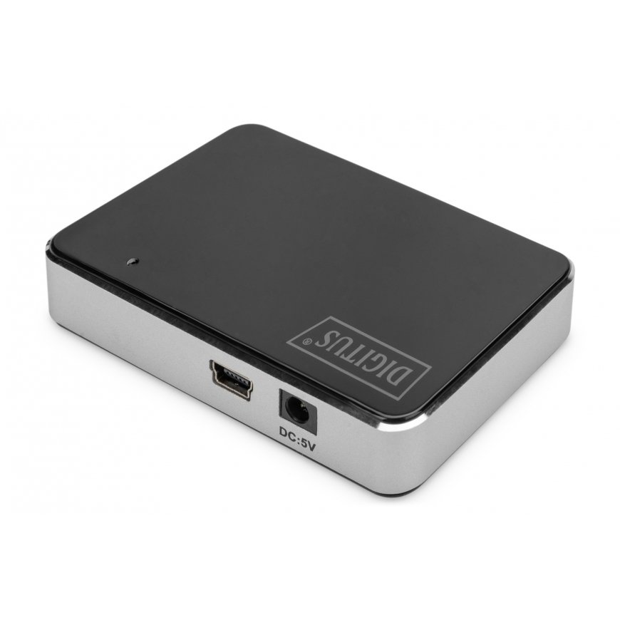 Digitus DA-70220 interfeisa centrmezgls USB 2.0 Mini-B 480 Mbit/s Melns, Sudrabs – 3