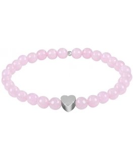 Troli Rose Quartz -sydänhelmirannekoru