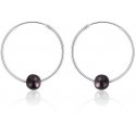 Jwl Luxury Pearls Sidabriniai auskarai apskritimai su tikrais juodais perlais JL0632 Jwl Luxury Pearls Sidabriniai auskarai apskritimai su tikrais juodais perlais JL0632