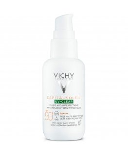 Vichy "Capital Soleil Uv Clear Fluide Anti Imperfections Spf50+" aurinkovoide rasvaiselle iholle salisyylihapolla 40 ml