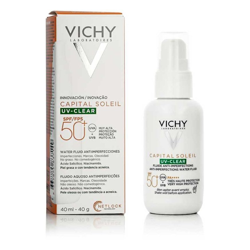 Vichy "Capital Soleil Uv Clear Fluide Anti Imperfections Spf50+" riebios odos apsauginis kremas nuo saulės su salicilo rūgštimi – 5