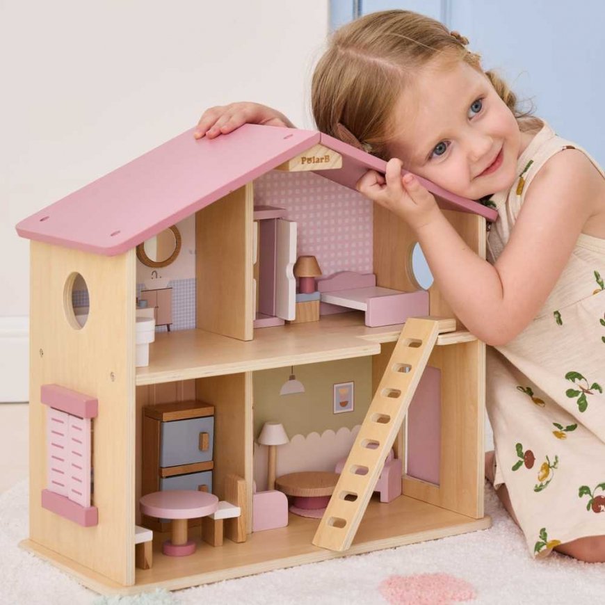 Viga Toys Puinen nukkekoti huonekaluilla Viga PolarB – 4