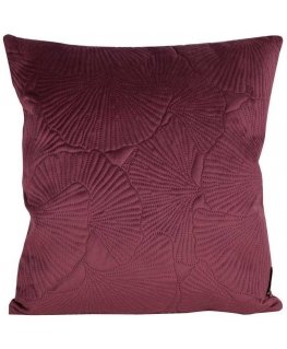 Eurofirany VELVET / 58 Soft velvet pillowcase with embossed ginkgo leaf pattern, 45X45 cm, color: burgundy