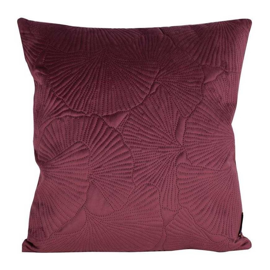 Eurofirany VELVET / 58 Pehmeä samettityynyliina kohokuvioidulla ginkgo-lehtikuviolla, 45X45 cm, väri: viininpunainen