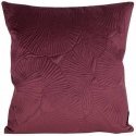 Eurofirany VELVET / 58 Soft velvet pillowcase with embossed ginkgo leaf pattern, 45X45 cm, color: burgundy