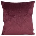 Eurofirany VELVET / 58 Soft velvet pillowcase with embossed ginkgo leaf pattern, 45X45 cm, color: burgundy