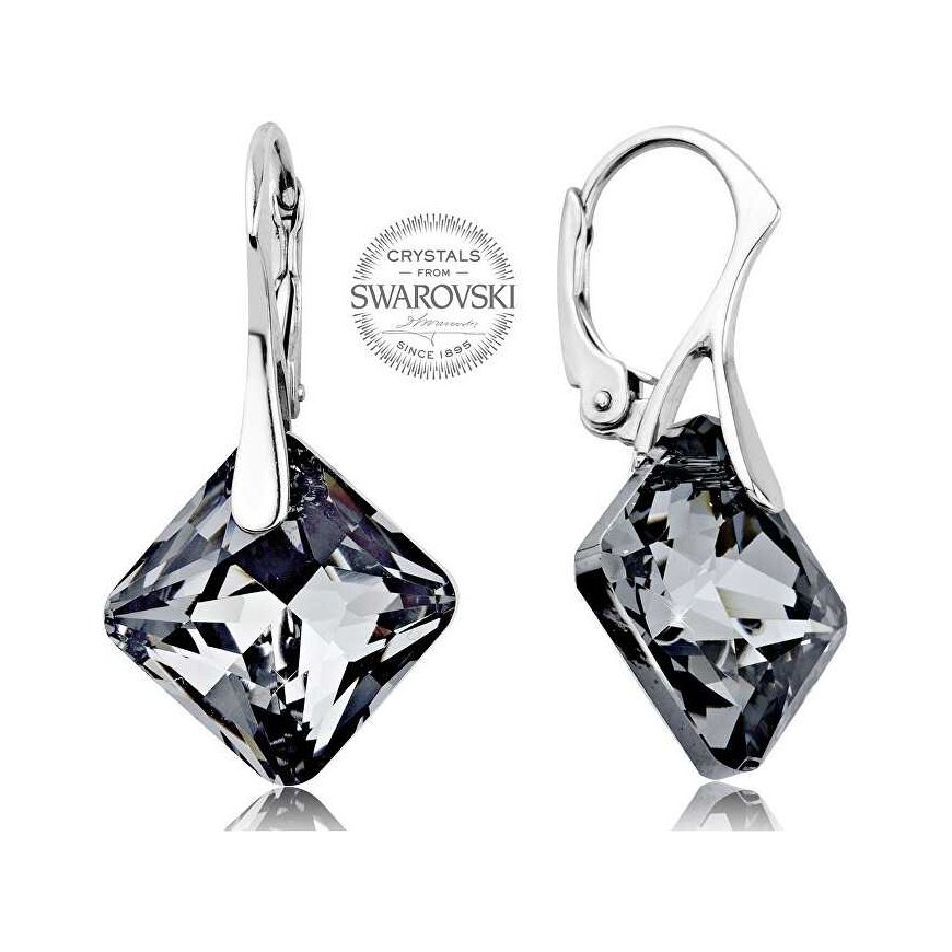 Levien Sparkling earrings with dark crystals Princess